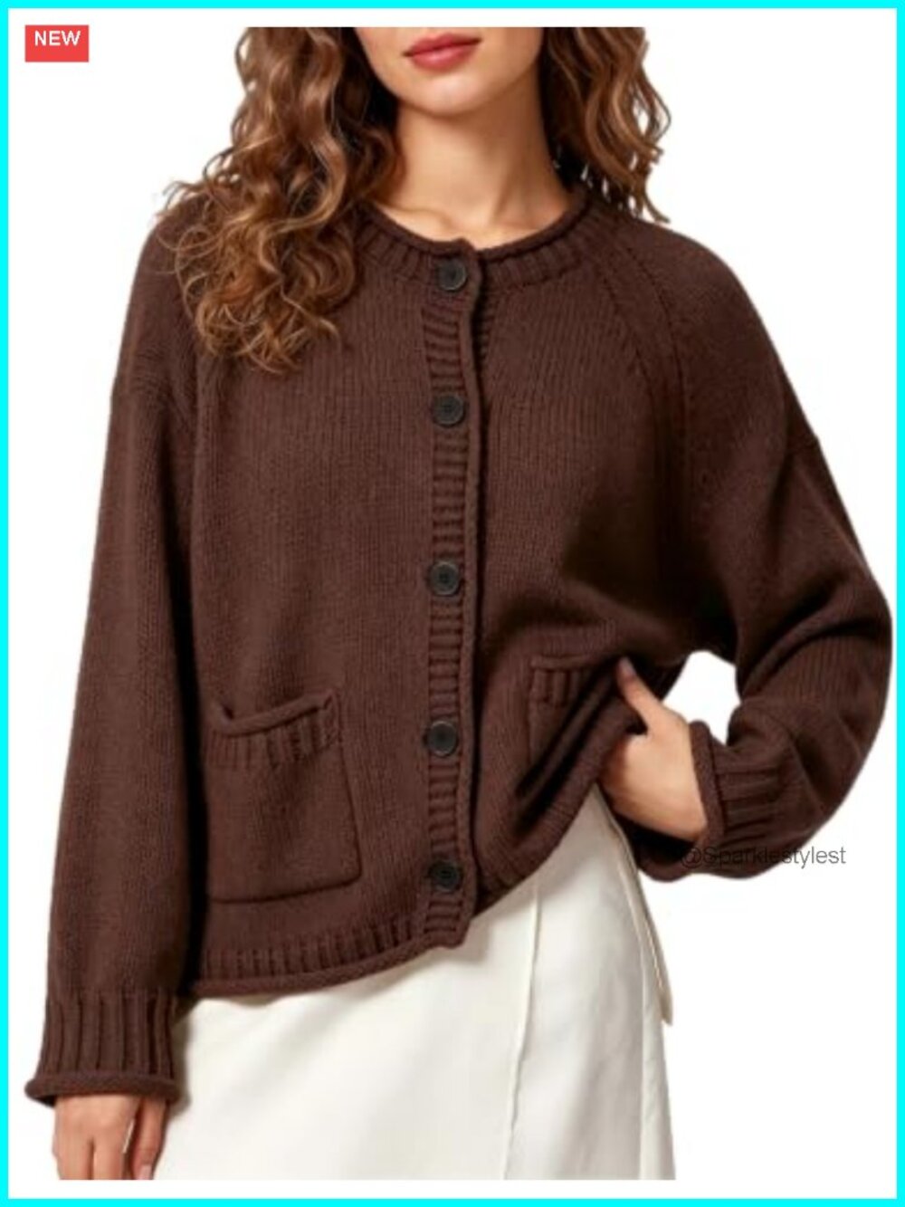 Chunky Knit Rollneck Button Down Cardigan Sweater with Pockets